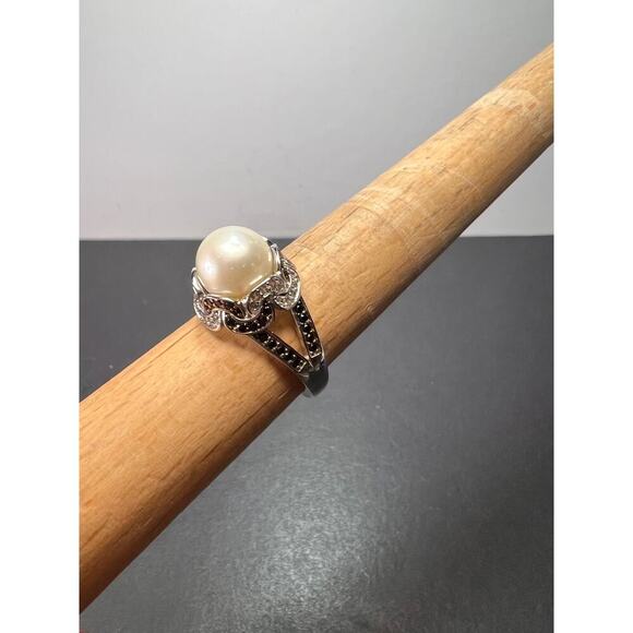 White cultured pearl and multi gem sterling silver ring size 9 *NEW* - Picture 6 of 11